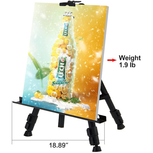 Förstärkt artiststativstativ, extra tjockt aluminiummetallstativdisplay staffli 21&quot; Till 66&quot; Justerbar höjd