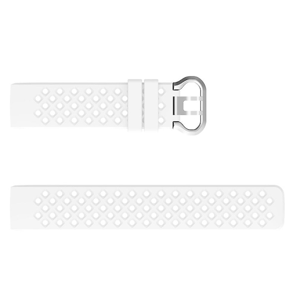 Til Fitbit Charge 3 / 4 Hul firkantet silikone rem White
