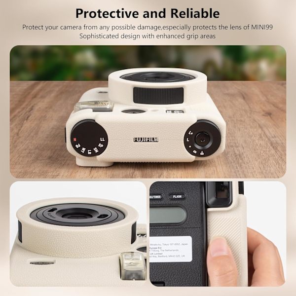 Fodral - För Instax Mini 99 Instant Camera, Silikonskydd (Off-White)