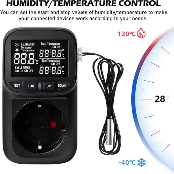 Digital temperaturkontrollerkontakt, med sensor, display