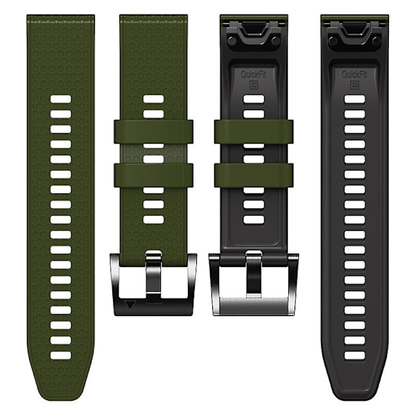 Dot Texture Silikonbånd for Garmin Tactix 7 Pro / Fenix 7x / 6x Pro / 5x Plus, 26mm Dual-color klokkestropp Army Green Black