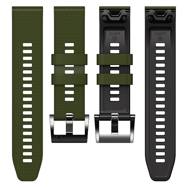 Dot Texture Silikonband för Garmin Tactix 7 Pro / Fenix 7x / 6x Pro / 5x Plus, 26mm Tvåfärgat Klockarmband Army Green Black