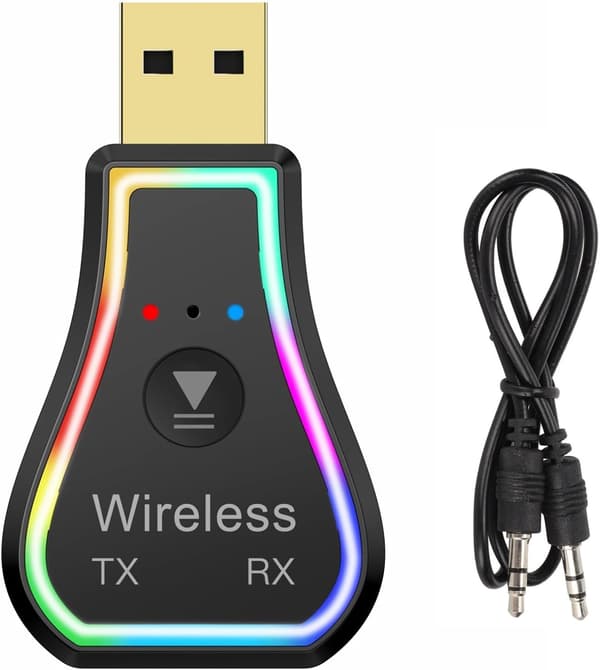 Bluetooth USB Bluetooth 5.0 -lähetin, RGB LED Bluetooth Aux -sovitin