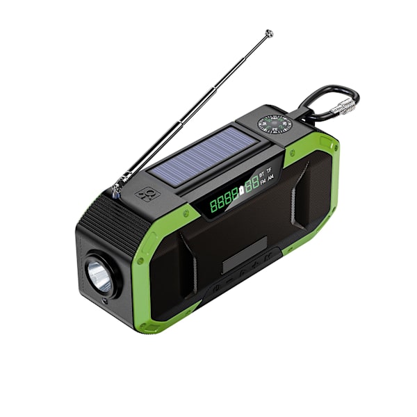 Bärbar nödradio Am/fm handvevradio med ljus ficklampa Sos-larm och 5000 mah Power Bank FM-digitalradio Green