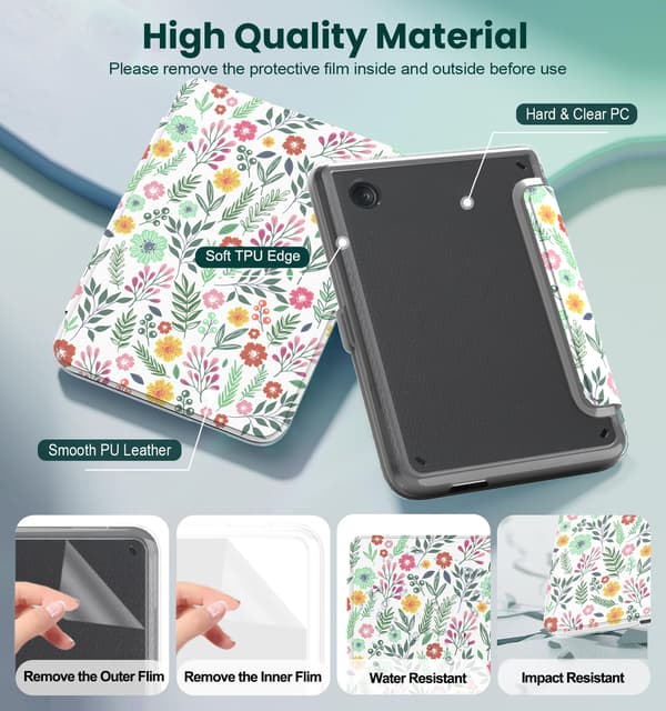 Etui til 6'' Kobo Clara Bw 2024, avtakbar magnetisk Flower