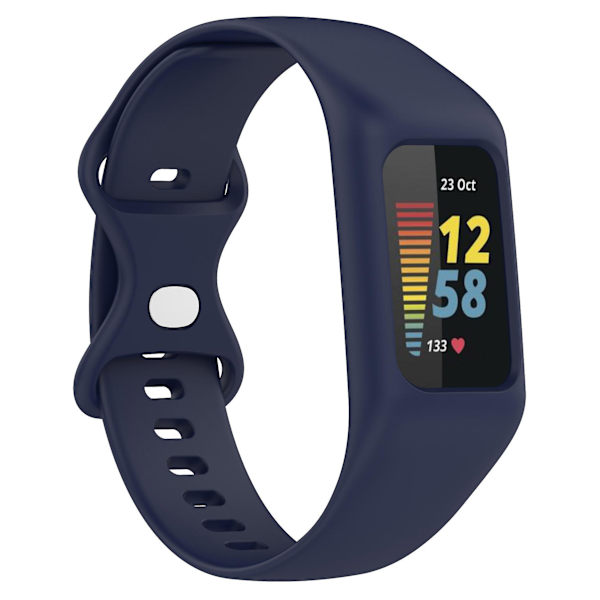 Integreret silikoneurrem til Fitbit Charge 6/5/4/3, urrem med etui Navy Blue