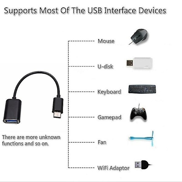 Otg Type C -kaapelisovitin USB -C-sovitinliitin Macbook Xiaomi Samsung Huawei Oneplus Otg datakaapelin muunnin White
