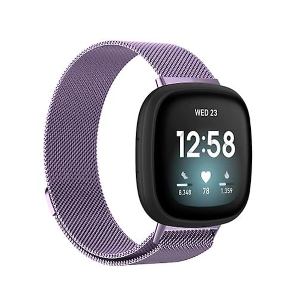 Til Fitbit Versa 4 Milanese Magnetic Metal Weave urrem OLS Light Purple