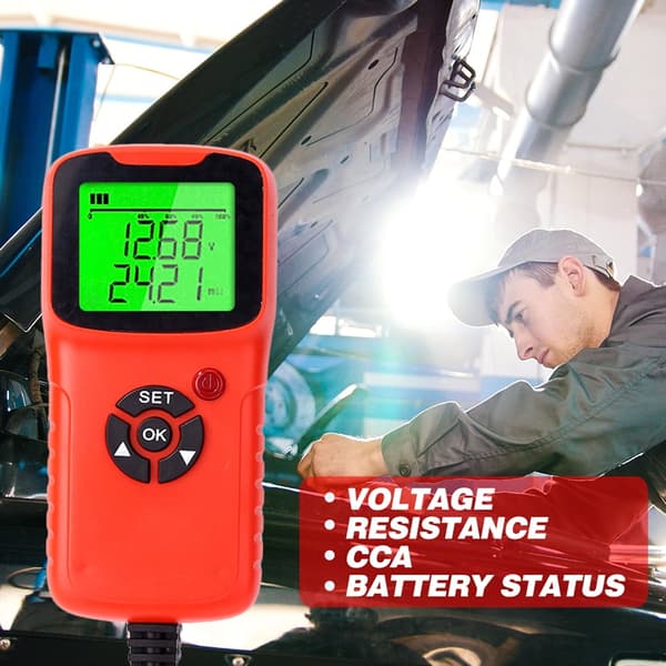 Bilbatterioplader Tester Analysator, 12V 2000CCA Batterispændingstest (Orange) Orange