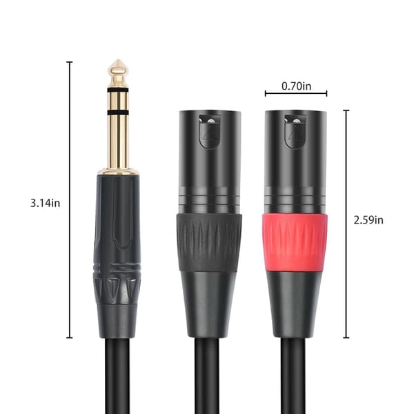 1/4 TRS til dobbelt XLR han Y-splitter stereo breakoutkabel 1/4 tomme (6,35 mm) til 2 XLR patchkabel (3m) 3M