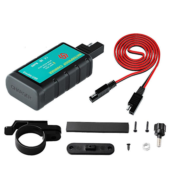 Vanntett motorsykkel plast Sae-kontakt 1422c2 dobbel USB-lader ledning