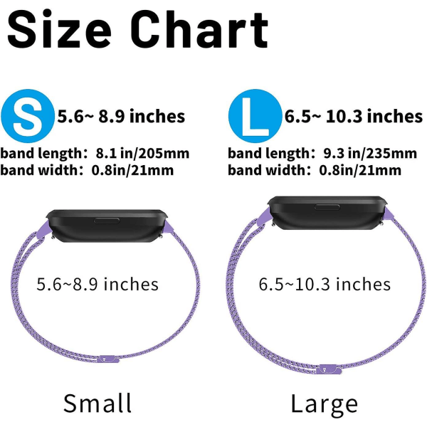 Metal Justerbar Udskiftningsarmbånd Magnetiske Bånd Kompatible Med Fitbit Versa/versa 2/versa Lite/se, Multi-farve Lavender Small