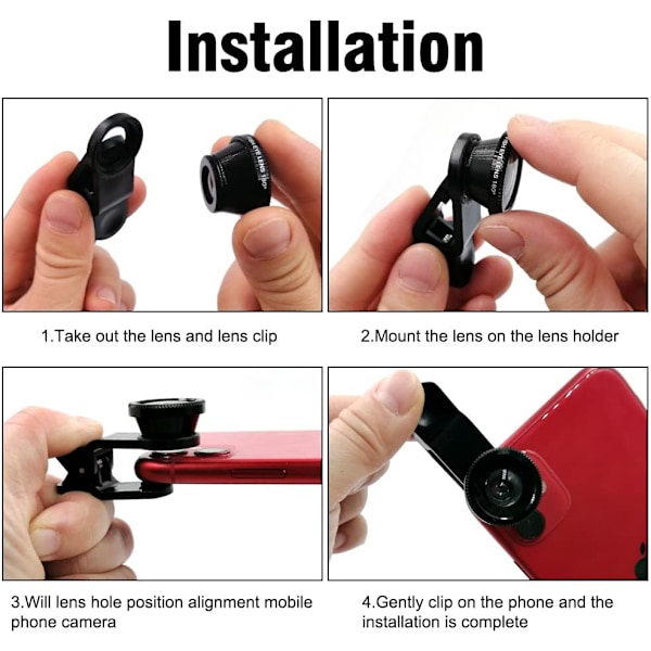 3-in-1-puhelinkameran linssisarja: Laajakulma, makro ja fisheye -linssit älypuhelimille, iPhone ja Android, hopea