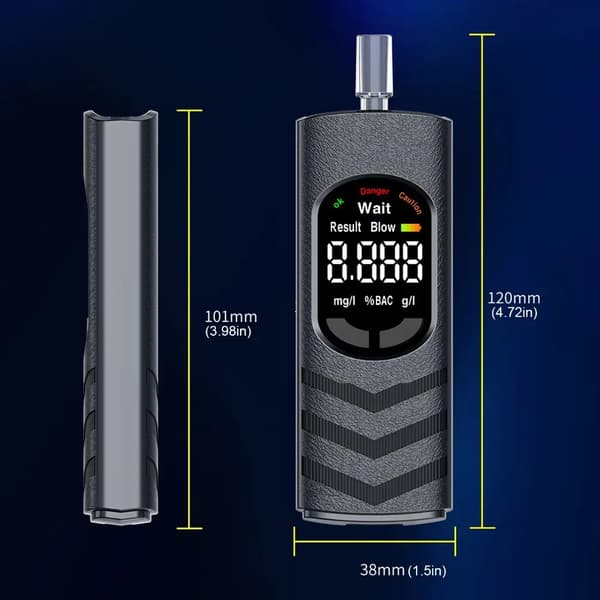 Alkometer med munnstykker, blodalkoholmåler med digital LCD-skjerm