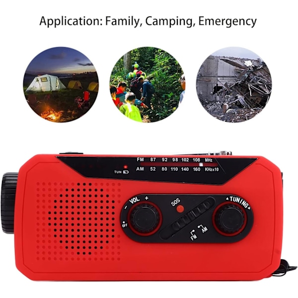 Hätäveivattava sääradio taskulampulla (punainen)
