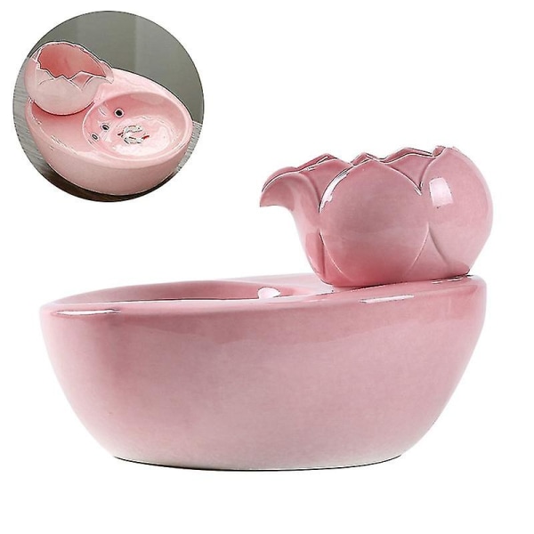 Keramisk vattendispenser för husdjur - Lotus vertikal dricksfontän för katt pink
