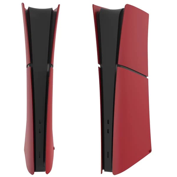 Etui til PS5 Slim Digital Edition, matte sidepaneler erstatningstilbehør (kompatibel, rød)