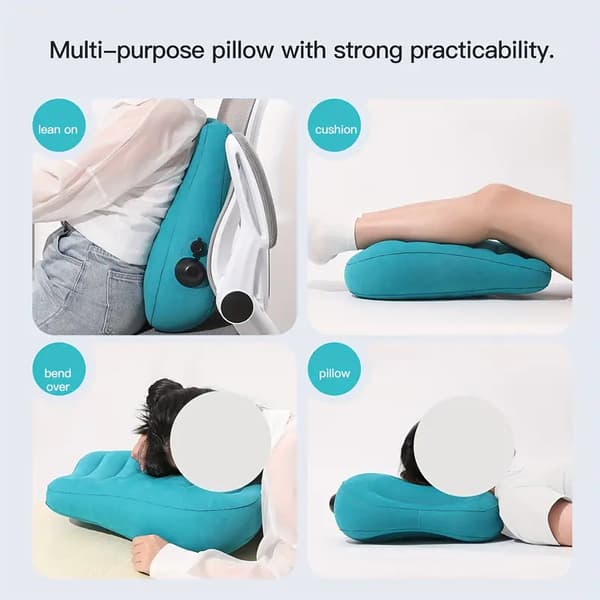 Lændestøttepude, oppustelig - Ergonomisk med trykaflastende design - Vaskbar (Blå)