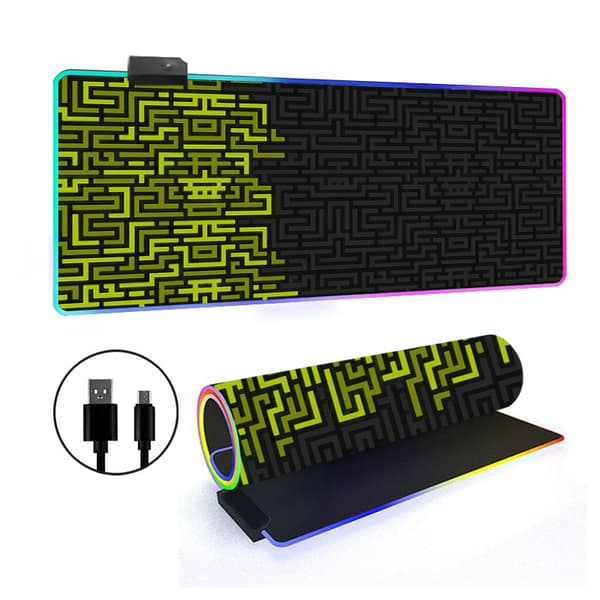 Musematte - RGB Enkle Linjer Bakgrunnsbelyste Skrivebordsmatter (Stil 14, 300*700*3mm)