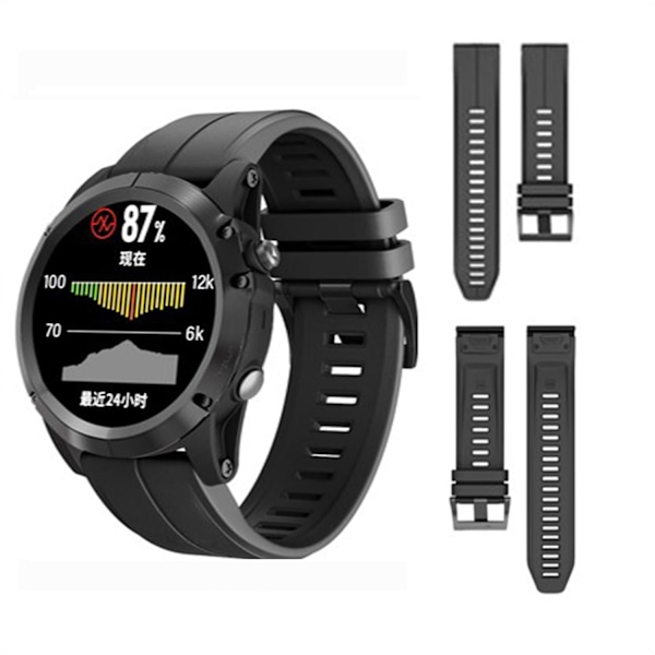 KLB-PWGJ-001 For Garmin Fenix 7X / 7X Pro Watch Band 26mm Silikon Watch Rem Black