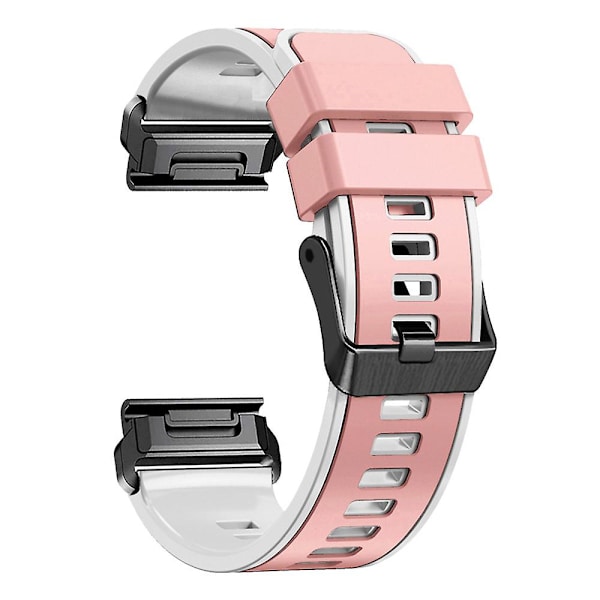 Til Garmin Tactix 7 Pro/Tactix Delta Udskiftningsarmbånd Hurtigudløsning Dual-farve Blød Silikone Sport Urrem Pink    White