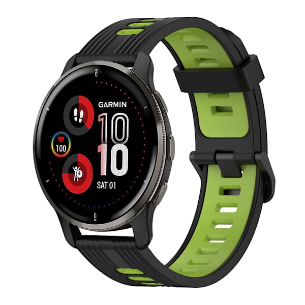 20 mm silikonklokkerem for Garmin Venu 2 Plus Black Green