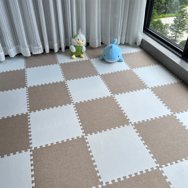 10 stk. linteppefliser puslespillgulvmatte (hvit*aprikos)