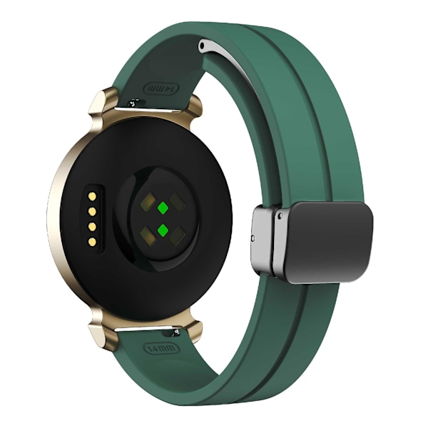 Garmin Lily 2 -silikoniranneke magneettisella taittolukolla Pine Needle Green Black Buckle