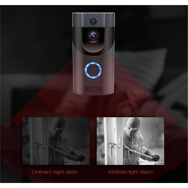 WiFi Dørklokke Kamera Vandtæt Video Dørklokke Kamera Smart IP Video Intercom Dørklokke (sort)