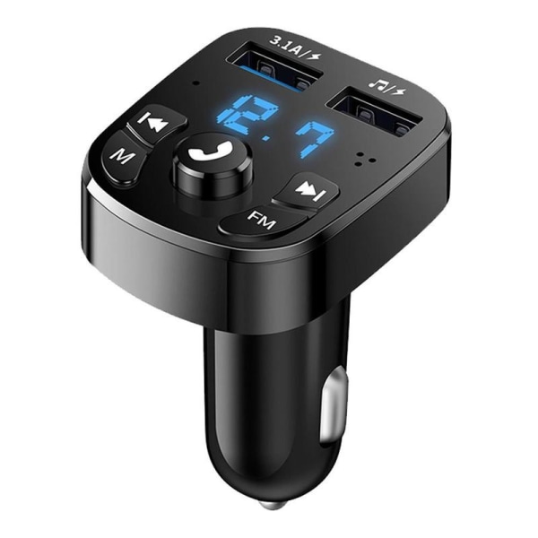 FM-sender Bluetooth trådløst bilsæt Håndfrit dobbelt USB-biloplader 2.1A MP3-musik TF-kort U disk AUX-afspiller