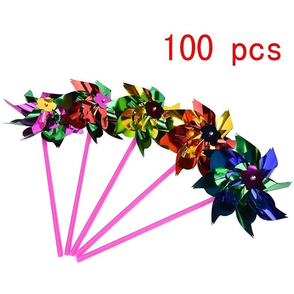 100 Vanntett Folie Vindmøller Utendørs Leker For Barn Hage Dekorasjon Ornament Pinwheel Spinners For