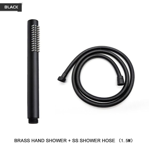 Håndholdt dusjhode i messing rundt håndholdt badekarsprinkler hvit/børstet gull/krom/grå/matt svart dusjsprøyte Black shower hose
