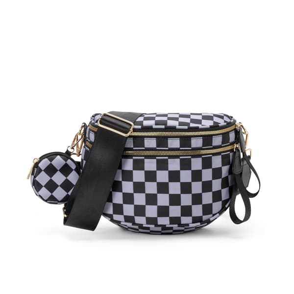 Crossbody Bumbag, Justerbare Brede Stropper (Sort og grå)