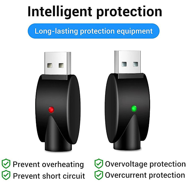 2PCS Lader USB Trådkabel, Bærbar USB Lader, med LED Indikatorlys, Intelligent Overladningsbeskyttelse