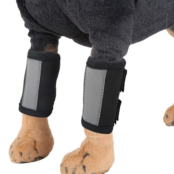 2 stk. Knæbeskyttelse til kæledyr, hund forbensbøjler karpalsupport kæledyr håndledsstøtte reflekterende til hunde med gigt og skader L