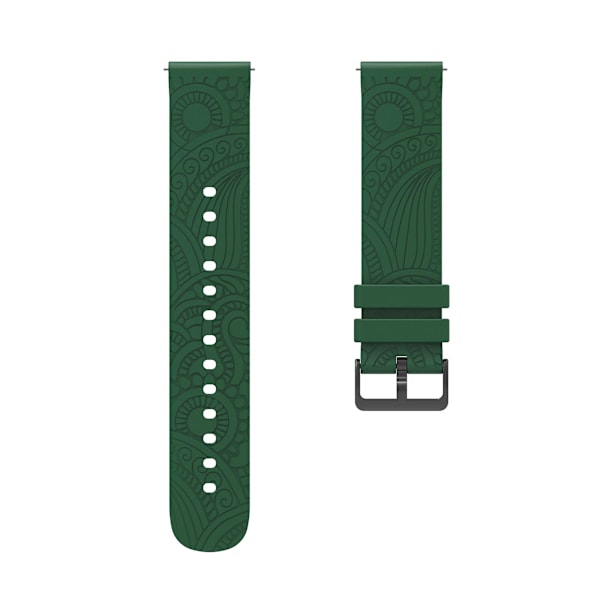 20mm kuvioitu silikoniranneke Garmin Vivomove/samsung Gear Sport/pebble 2/huawei Watch 2 -kellolle Blackish Green