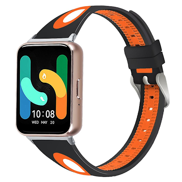 SM-R390 Samsung Galaxy Fit3 -silikoniranneke, säädettävä kaksivärinen rannehihna Black Orange