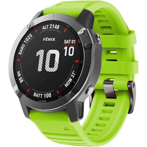 Kompatibel med Fenix 6X/7X Band 26mm Easy-fit Mjukt Silikon Armbandsersättning för Fenix 5X/Fenix 5X Plus/Fenix 3 Smartklockor (Svart) Green