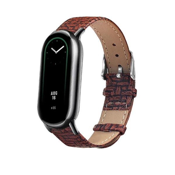 Andningsbar PU-rem för Mi 8/8 NFC Smartwatch med slitstark loop Moderiktigt armband Brown Woven pattern