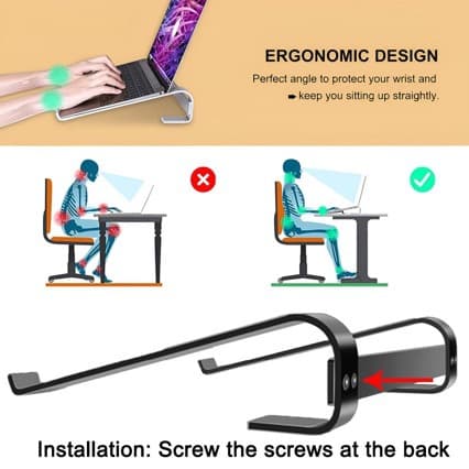 Støtte for bærbar PC, ergonomisk bærbar PC-heis for skrivebord (sølv)