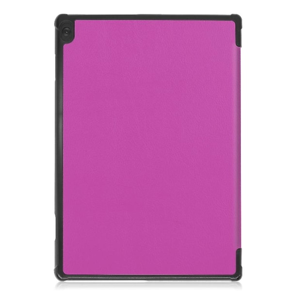 For Lenovo M10 Fhd Rel Tb-x605fc Custer-mønster Pure Color Horisontal Flip-lærveske med tre-foldbar holder/vekke-opp/søvnfunksjon Purple