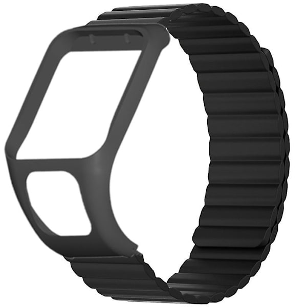 Silikoninen magneettinen ranneke TomTom Runner 2 / 3 / Spark / Adventurer -kellolle, kotelolla Black