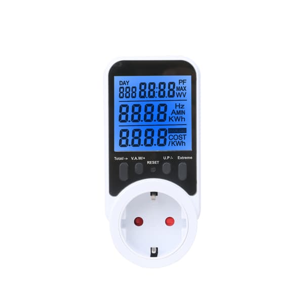 EU-plugg Wattmeter, AC digitalt strømmåler KWh-måler (blå)