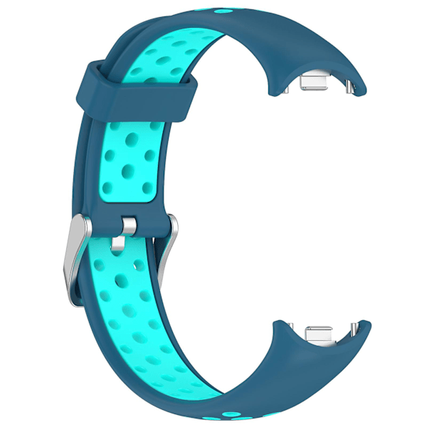 Tvåfärgat silikonarmband för Xiaomi Smart Band 8, med rostfritt stålfäste Blue Teal Green