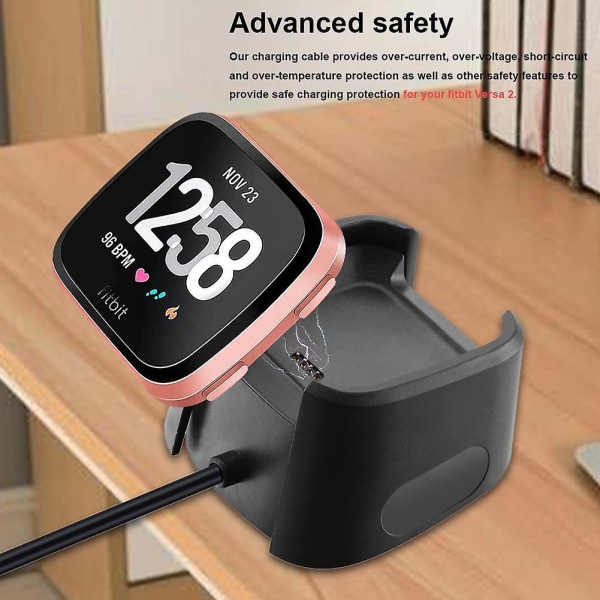 Smartklokkelader Tpe og silikonerstatning Usb-ladekabeldokkingstativ for Fitbit Versa 2
