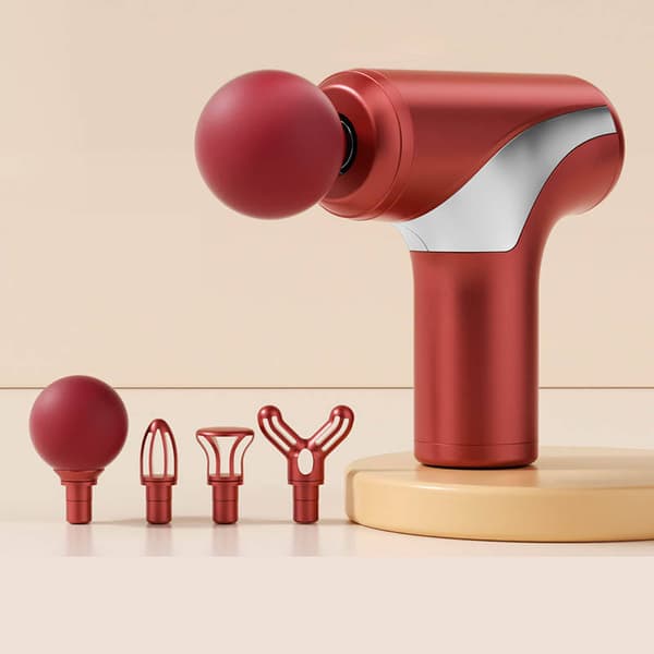 Massager Mini 6 hastigheder med 4 hoveder, dybdevibration afslapning lindrer træthed (rød) Red