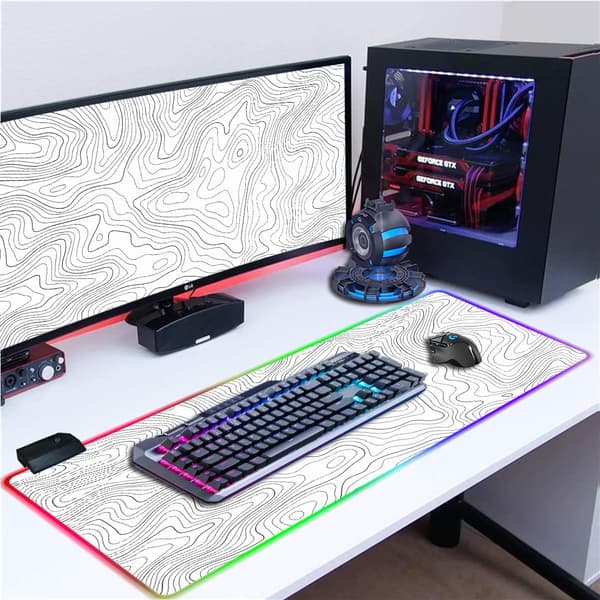 Musematte - Rgb Stor Topografisk Kontur Skrivebordsmatte (Stil 11, 400*900*3Mm)