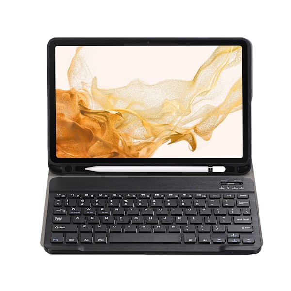 Keyboard Cover Case til Samsung Galaxy Tab A7 T500/T505, Trådløst Bluetooth-tastatur & Kunstlæderetui & Penneholder Sort