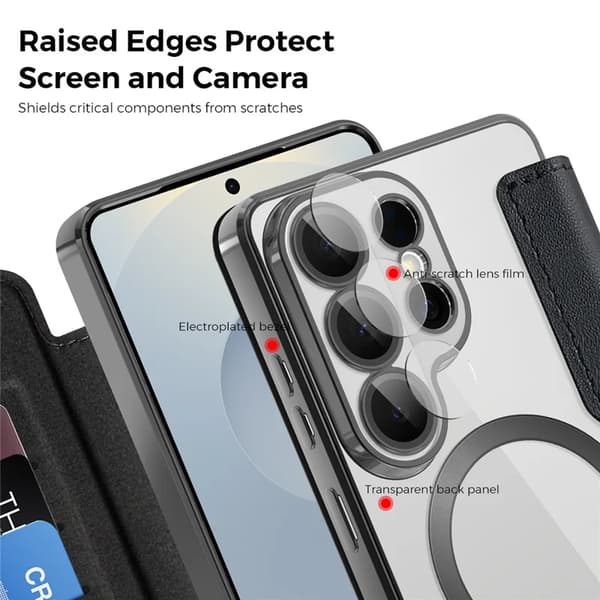 Etui til Samsung Galaxy S26 Ultra, Magnetisk Etui RFID Blokerende Kortholder (Sort)