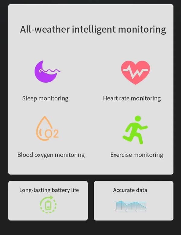 Smart Ring R02D, Hjertefrekvens, Blodoksygen, Helse, Trening Og Søvnovervåking (Sølv, 9#)